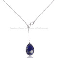 Genuine Lapis Lazuli Gemstone 925 Sterling Silver Chain Necklace